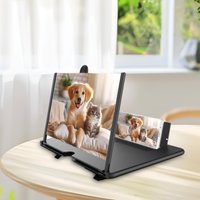 Phone Screen Magnifier Foldable 3D HD Magnifying Projector Screen Magnifier Pull-out Lazy Phone Stand for Movies Videos and Game