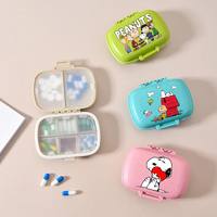 Snoopys Portable 8 Grids Pill Box Cute Travel Medicine Organizer Container Sealed Tablets Storage Dispenser Case for Medicines