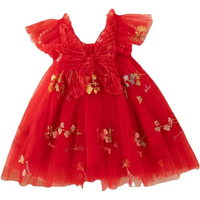 Baby Girl Dress Summer Cherry Pattern Sling Solid Color Puffy Girl Kid's Dress Cute Casual Baby Girls' Princess Dresses