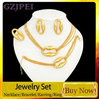 GZJPEI Multi Layer Chain Jewelry Set 18K Gold Plated Coffee Beans Link Chain Jewelry Accessories For Women Wedding Gift 2026 New