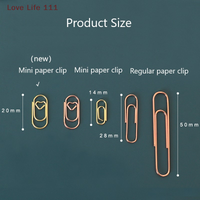 New 50pcs /bag Mini Heart Gold Rose Gold Color Clip Bookmark Binder Clip Office Accessories Paper Clips Patchwork Clip