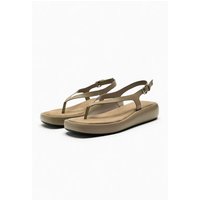 Summer New Women's Sandals Nude Leather Waterproof Platform Flat Thick Bottom Clogs Square Head Thong Slippers Fashionable Ca...