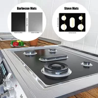 Stove Mat Outdoor Grill Mats Cuttable Heat-resistant Washable Easy Installation Oil Stain Resistant Gas Stove Cleaning Mat