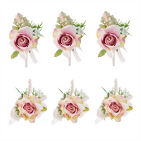 YO CHO Bridegroom Wedding Boutonniere Bride Wrist Corsage Artificial Silk Rose Flower Pink Men Wedding Meeting Party Decorations