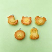 10pcs Cute Bear Rabbit Bread Charms - Resin Pendants for Jewelry Making & Craft Supplies