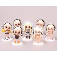 7 pieces 10CM New Anime SUPER SONICO Cute Chibi Swimsuit Maid Figurine PVC Blind Box Model Toy Collectible Gift