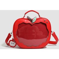 Apple Shaped Transparent Ita Bag Backpack Cute Doll Display Storage Bag for Girls Detachable Strap Casual Crossbody Backpack