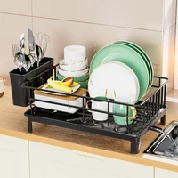Dish Drying Rack,Cutlery Rack With Drain Tray and Drip Line,Cup Holder,Cutlery Holder,Kitchen Countertop Storage Rack