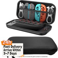 Protective Hard Shell with Mesh Pockets Cover Shell Pouch Lightweight with 10 Game Card Slots Designed for Nintendo for Switch 2