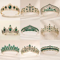 Green Wedding Bridal Pageant Crystal Rhinestone Tiaras Crown Ladies Party Luxury Princess Women Headpiece Hair Accessorie