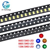 20/100PCS 5 Colors 0603 0805 1206 SMD LED Red Yellow Green White BlueLight Emitting Diode Clear LED Diode Light 100pcs/lot