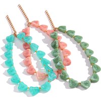 New Acrylic Irregular Heart Beads Choker Necklace for Women Trendy Resin Love Clavicle Chain Collar Valentine's Day Jewelry Gift