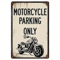 Vintage Motorcycle Parking Sign Metal Wall Art Plaque 7.87x11.81 Inch Rustic Garage Decor