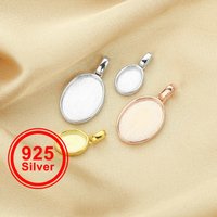 Pendentif ovale en résine laiteuse avec monture solide, en argent sterling 925 massif plaqué or rose 1421198