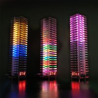 TWE-24 VU Meter Tower DIY Kit LED Music Spectrum 24H/12H Time Format Colorful Voice Control USB 5V Adjustable Sensitivity Bright