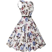 Summer Vestidos Dress Clothing Floral Robe Retro Swing Casual Vintage Rockabilly Dresses