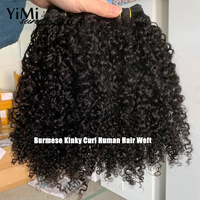 28Inch Burmese Kinky Curly Human Hair Bundle Deals 4A Afro Curl Mongolian Virgin Hair Weft Extensions Make Full Head Yimisunny