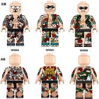 New product classic old flower tide brand whole body pattern assembly building block doll toy bag small ornament