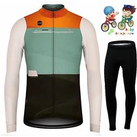 KBORA-Children's Breathable Cycling Jersey, Quick Dry, Long Sleeve, Bicycle Clothes for Boys, Autumn