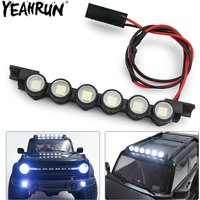 YEAHRUN Plastic Roof Light 6LED Lights Bar Spotlight Headlights Taillights for 1/18 RC Crawler TRX4M Bronco Defender K10 Parts