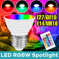 RGB Spot Light Bulb LED 85-265V 16Colors Changing Lights MR16 With Remote E26/E27 Colorful E14 Timing GU10 Mood Lamp Bulbs GU5.3