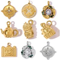 3pcs/Lot Stainless Steel Camera Cupcake Necklace Pendant Crystal Star Flower DIY Earring Charm Women French Fries Jewelry Wholes