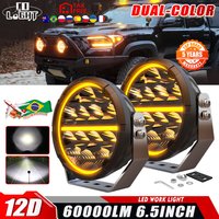 CO LIGHT LED-Offroad-Fahrlichter 6,5 Zoll Weiß & Bernstein DRL Spot-Flood Combo 60000LM Hilfsarbeitspods Würfellicht für 4x4