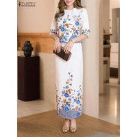 ZANZEA Stylish Autumn Outfits Women Printed 2 Piece Sets Elegant Long Sleeve Blouse Dress Sets Floral Tracksuit Skirt Suit 2025