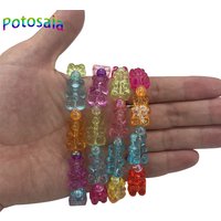 Potosala Cute Transparent Resin Bear Bracelet Cartoon Gummy Jelly Color For Women Handmade Beaded Bracelet Girls Jewelry Gifts