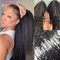 Extensions de cheveux humains 12A Kinky Straight au crochet, pré-bouclées, effet plume, réutilisables, invisibles, pré-séparées, sans nœuds, noires