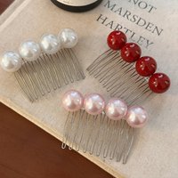 1PC Spring Summer Faux Pearl Hair Combs For Women Elegant Big Pearl Decorative Hair Side Combs Non-Slip Hair Styling Accessory