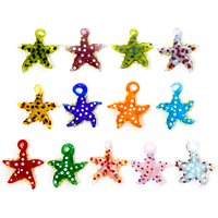 2 PCs 3D Starfish Dot Lampwork Glass Ocean For Diy Jewelry Pendants Necklace Charms Star Fish Ornaments Aquarium Decoration