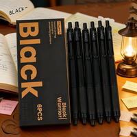 6PCS creative black and white press gel pen, student black gel pen, 0.5m quick-drying smooth black practice pen