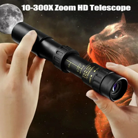 10-300X40 HD Zoom Monocular Telescope 4K Portable Professional BAK4 Prism Long Range For Hunting Camping Outdoor Travel