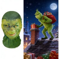 3D Printed Green Monster Christmas Mask Elastic Mesh Mask Halloween Clown Cosplay Headgear Party Equipment Breathable Visible
