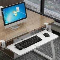 Clamp-On Keyboard Tray Ergonomic Sliding Under Desk Platform Retractable Keyboard Drawer For Computer Desk Office Organizer