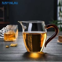JUSTINLAU High Borosilicate Glass Pointed Tea Cup Tea Dispenser Heat-resistant Glass Teapot Kung Fu Tea Set with Colorful Handle