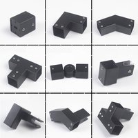 SS304 Black L-Shaped Diamond Glass Pull Rod Square Pipe Joint Crossbar Hanging Clip for Shower Room Bathroom Flange Seat