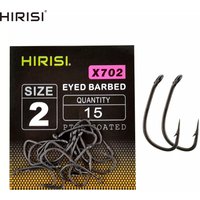 15pcs PTFE Coated High Carbon Steel Barbed Fish Hook With Eye Carp Fishing Accessories X702