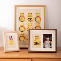 Wooden Honor Medal Display Photo Frame Medal Dust-Proof Display Case for Sports Military Medal Display Picture Frame