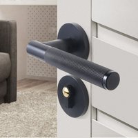 Silent Split Door Lock Privacy Door Handle Lever Bedroom Bathroom Passage Door Lock Reversible Keyless Knurled Handle