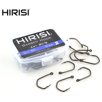 Hirisi 50pcs Pinpoint Claw Barbed Fishing Hooks PTFE Coated High Carbon Steel 8019