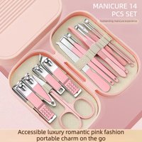 14 Pcs Set Stainless Steel Nail Clipper Set with Storage Ergonomic Design Straight Blade Durable Manicure Tool Christmas Gift