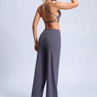 Ningyu Yoga Set 2 Pieces Sexy Women Round neck Quick Dry bra High waist Pants Yoga Clothes Running Sport Fitness Suit Sportswear