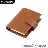 Moterm Full Grain Vegetable Tanned Leather Pocket Size Regular 2.0 Rings Planner A7 Notebook Agenda Organizer Diary Sketchbook