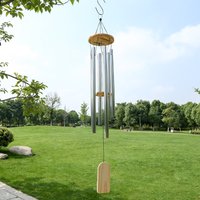 Carillon éolien en argent à 6 tubes, chapelle, cloches porte-bonheur, pendentif, ornement mural pour maison, jardin, décorations extérieures, nouveau
