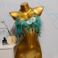 New Handmade Bead Chest Chain, Crystal Heavy Body Chain, Sexy Suspender Accessories, Fashionable Bra, Music Festival Party