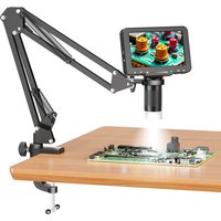 Mikroskop cyfrowy Flex z 5-calowym ekranem IPS, mikroskop lutowniczy z elastycznym ramieniem, mikroskop monetowy 1000X do PCB, roślin, monet