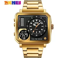 SKMEI 2025 Mens Casual 2 Time Chrono Wristwatch Waterproof Clock reloj hombre Full Steel Back Light Analog Digital Sport Watches