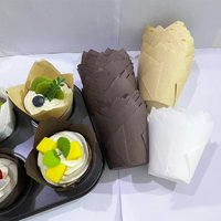 200Pcs White Natural Brown Tulip Cake Cups, High Temperature Resistant Tulip Cake Cups Muffin Cups, Suitable for Cupcake Packaging Paper for Cupcakes, Weddings, and Birthday Parties